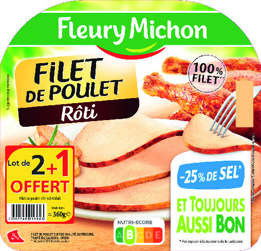 FILET DE POULET RÔTI -25% DE SEL  “FLEURY MICHON” 3302740016943 (3302740016943)