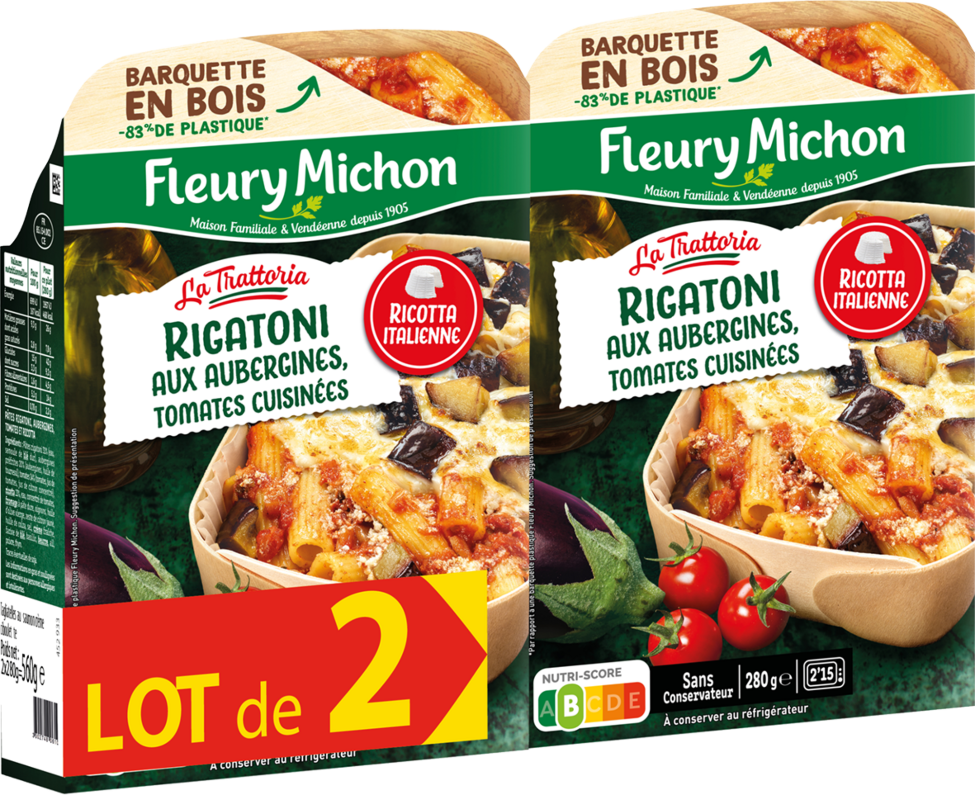 FLEURY MICHON Rigatoni aux aubergines, tomates cuisinées code EAN 3302740019197 
