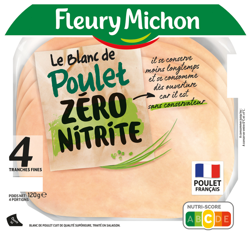 4 TR. BLANC DE POULET, ZERO NITRITE fleury michon