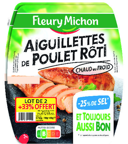 AIGUILLETTES DE POULET RÔTI -25% DE SEL  “FLEURY MICHON” 3302740029424 (3302740029424)