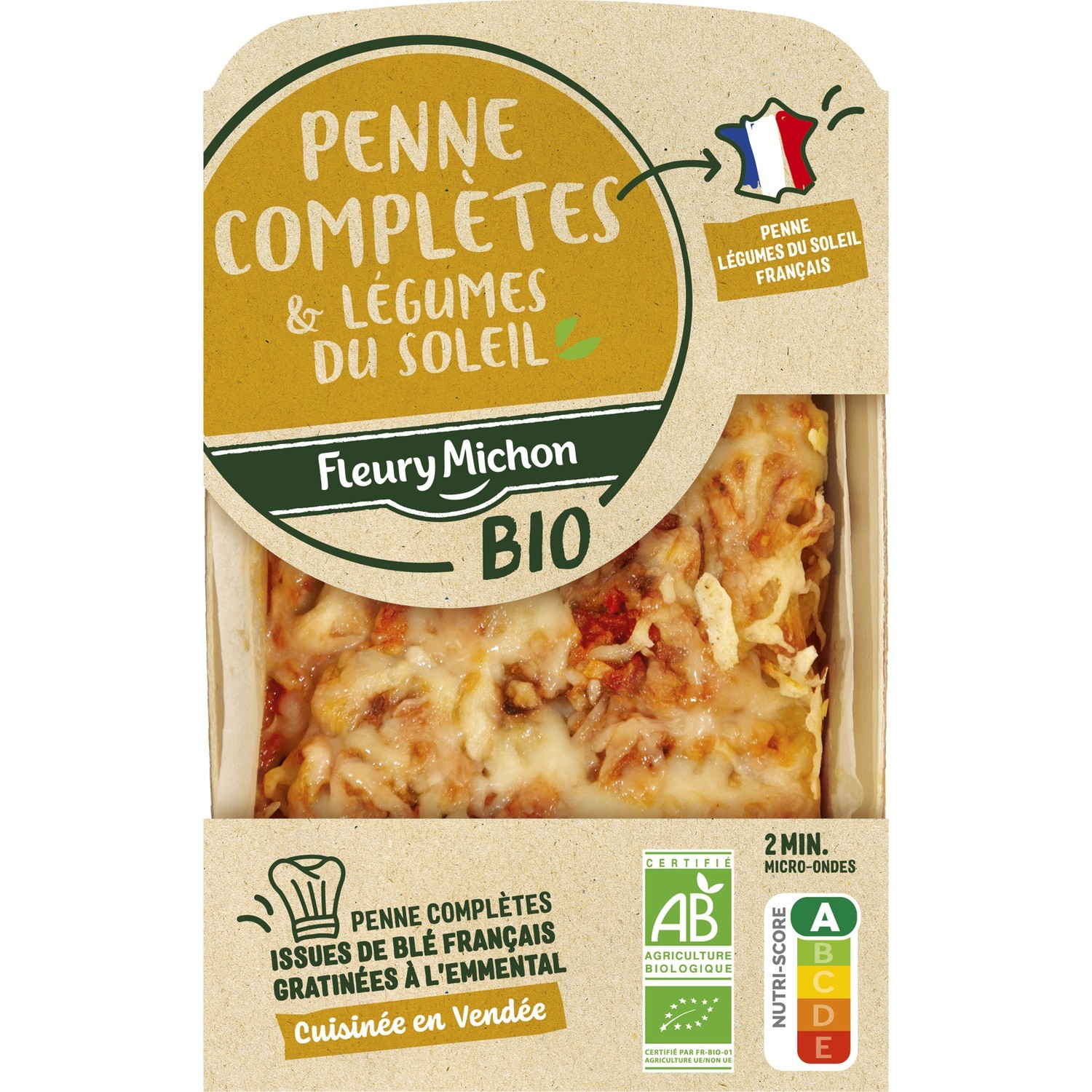Plat cuisiné penne complète et légumes Bio FLEU...