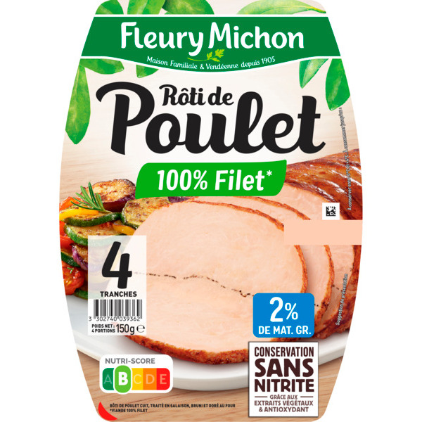  Rôti De Poulet Cuit Fleury Michon code EAN 3302740039362 