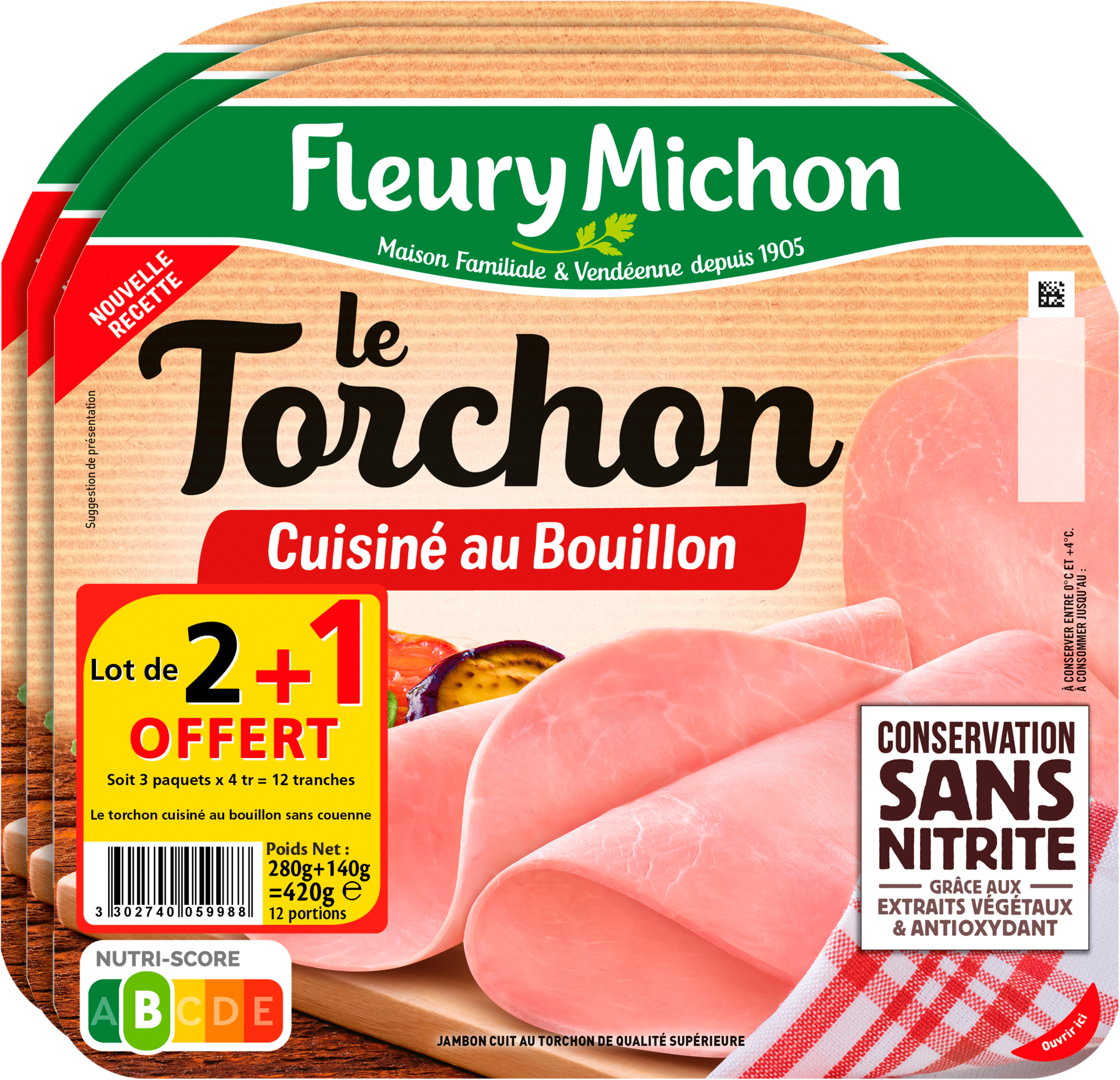 Jambon le torchon cuisiné au bouillon