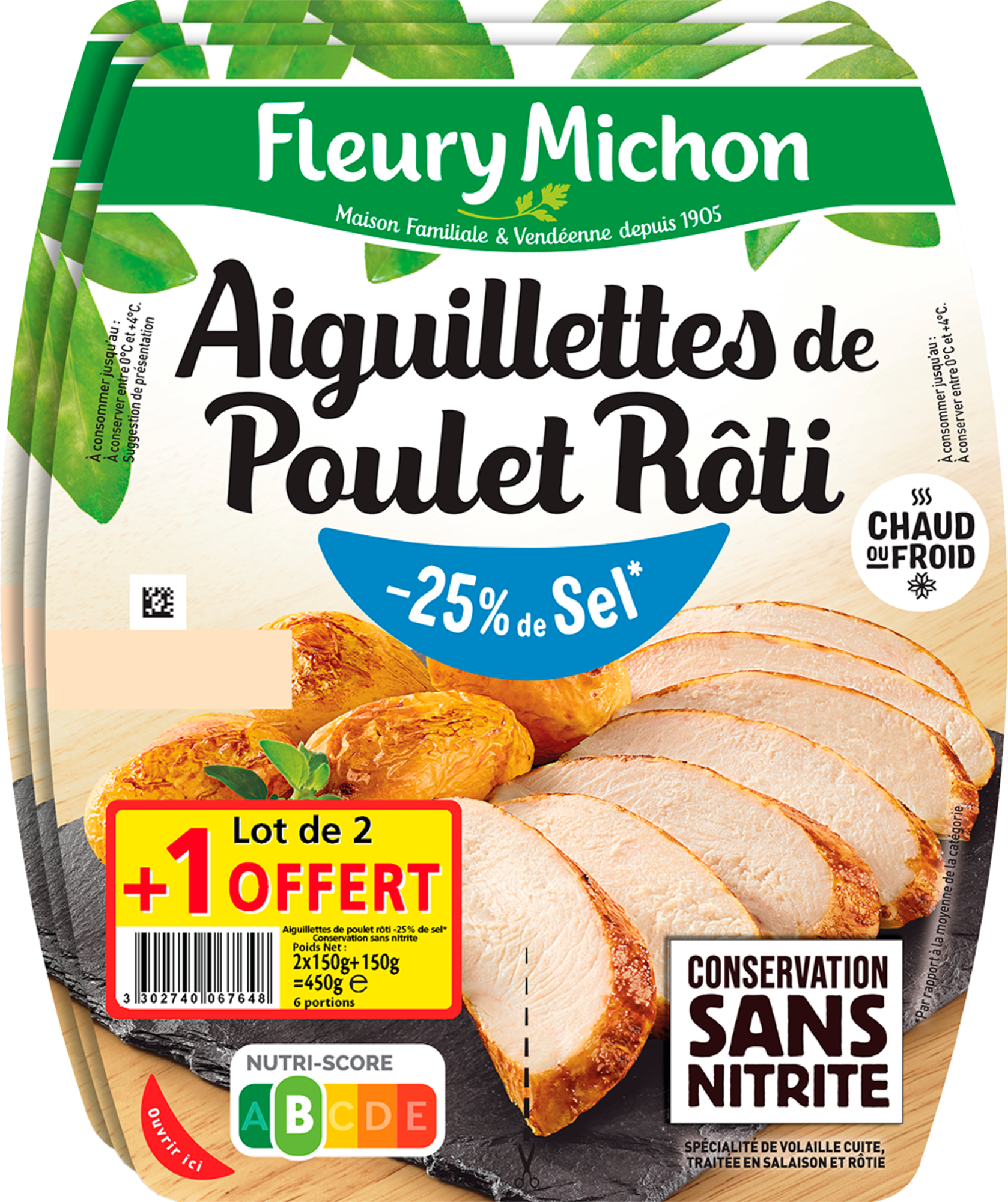 Aiguillettes de poulet rôti -25% de sel