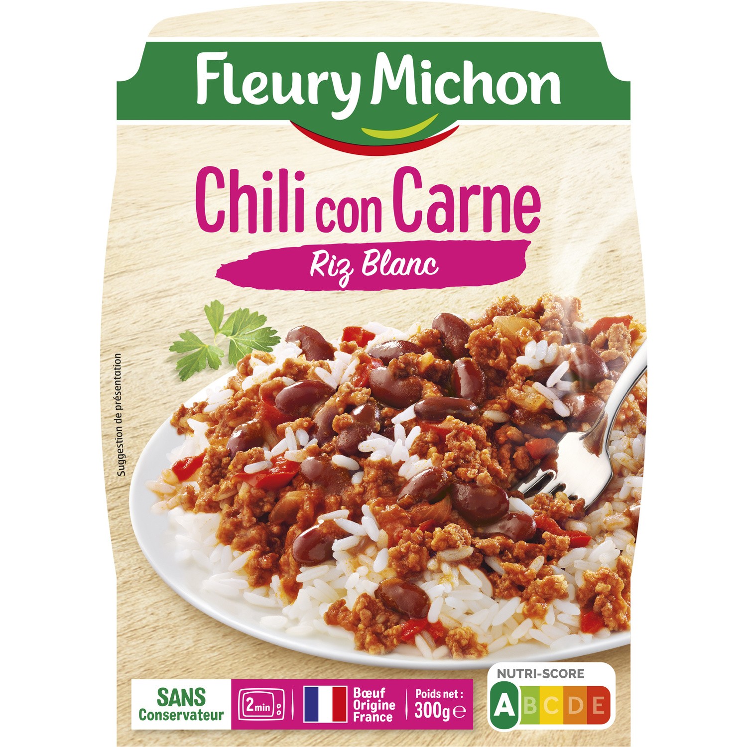 Plat cuisiné chili con carne riz FLEURY MICHON