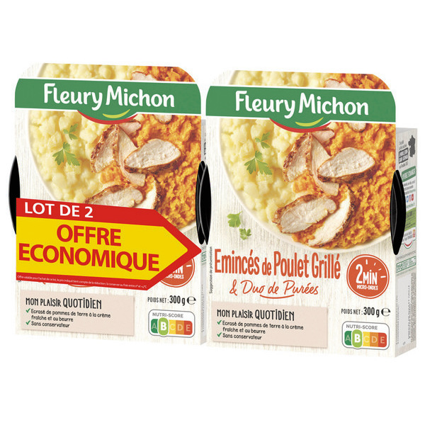 Éminces de poulet Grillé et Duo de purées