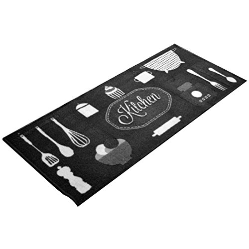 Tapis de cuisine antidérapant kitchen noir