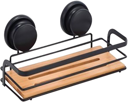 ÉTAGÈRE RECTANGULAIRE DE DOUCHE MÉTAL ET BAMBOU À VENTOUSES code EAN 3304991903102 