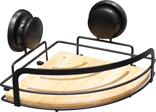  ÉTAGÈRE D'ANGLE DE DOUCHE MÉTAL ET BAMBOU À VENTOUSES code EAN 3304991903126 
