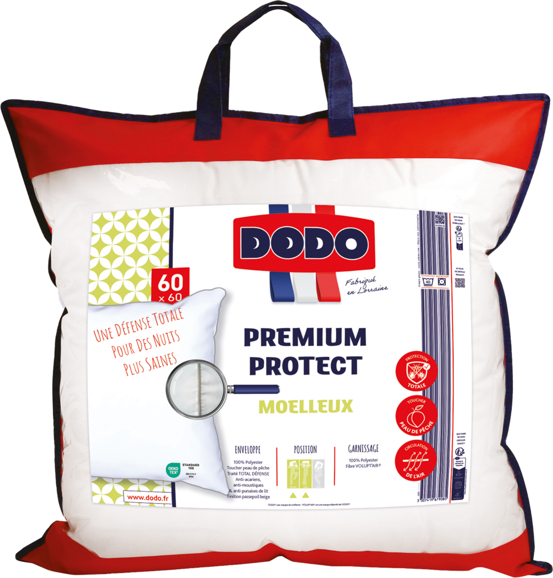 OREILLER MOELLEUX PREMIUM PROTECT 60X60 CM 