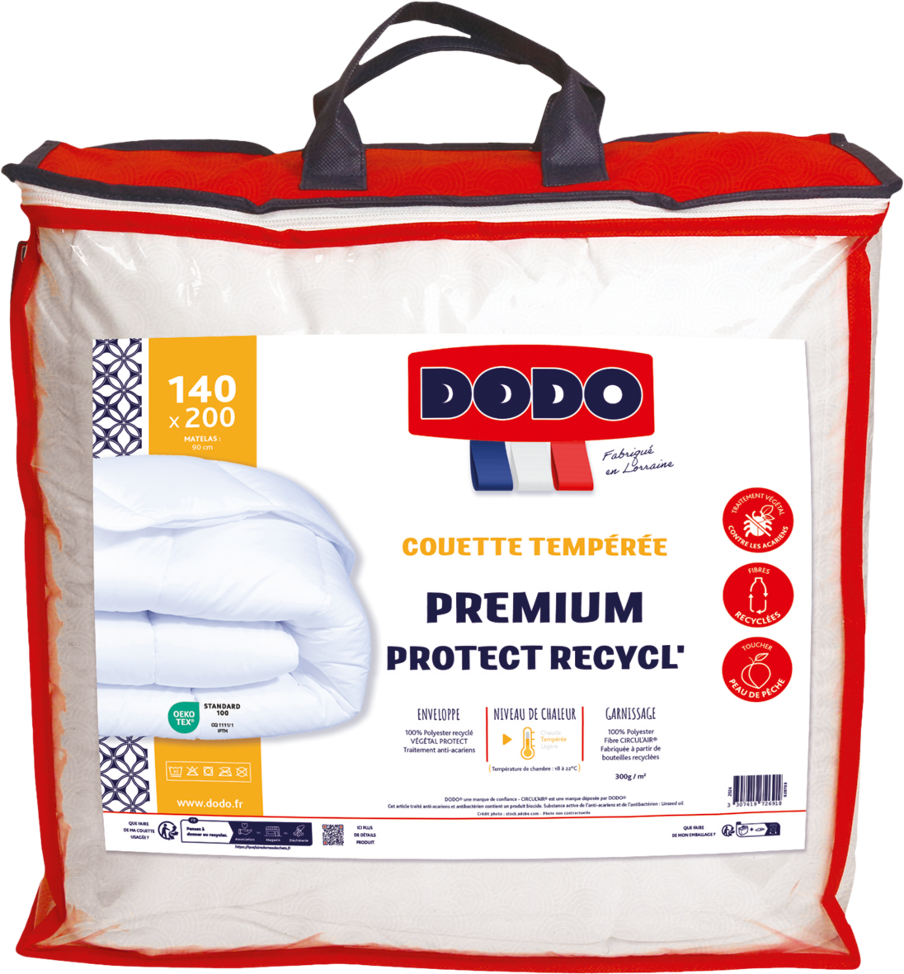 COUETTE TEMPÉRÉE PROTECT RECYCL' 140X200 CM