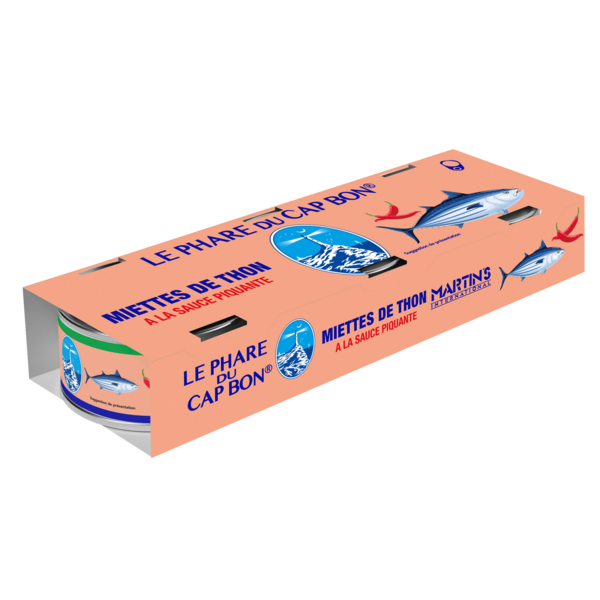 PHARE DU CAP BON  MIETTES DE THON À LA SAUCE PIQUANTE 
 code EAN 3309017157019 