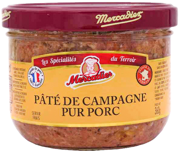 MERCADIER PÂTÉ DE CAMPAGNE PUR PORC 
 code EAN 3321950027068 