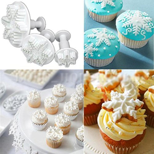 3 pcs flocon de neige sucré gâteau décoration c...