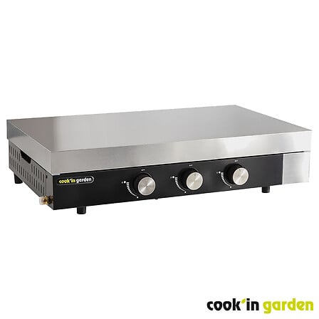 COOKIN G. Plancha gaz trois brûleurs avec capot...