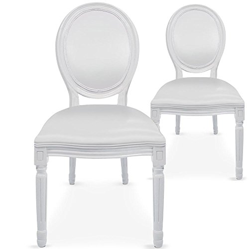 Lot de 2 chaises médaillon Louis XVI simili Blanc