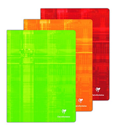 Clairefontaine Lot de 3 metric cahier grands carreaux sans spirales 24x32cm coloris assortis code EAN 3329680633115 