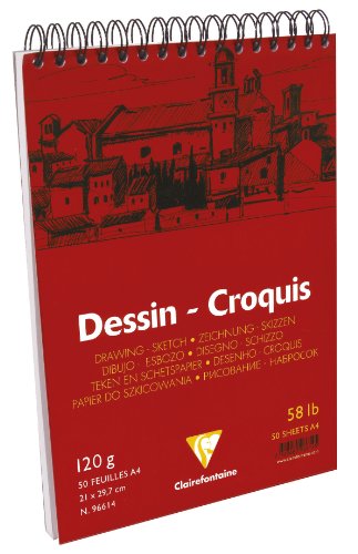 Bloc dessin spiralé 21x29,7 120 grammes 50 feui...