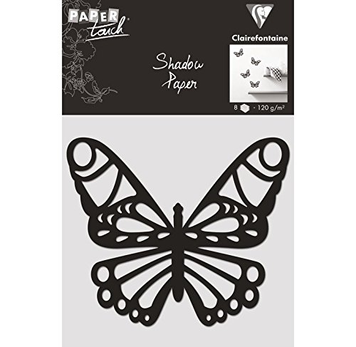 Papier papillon shadow, noir, lot de 8
