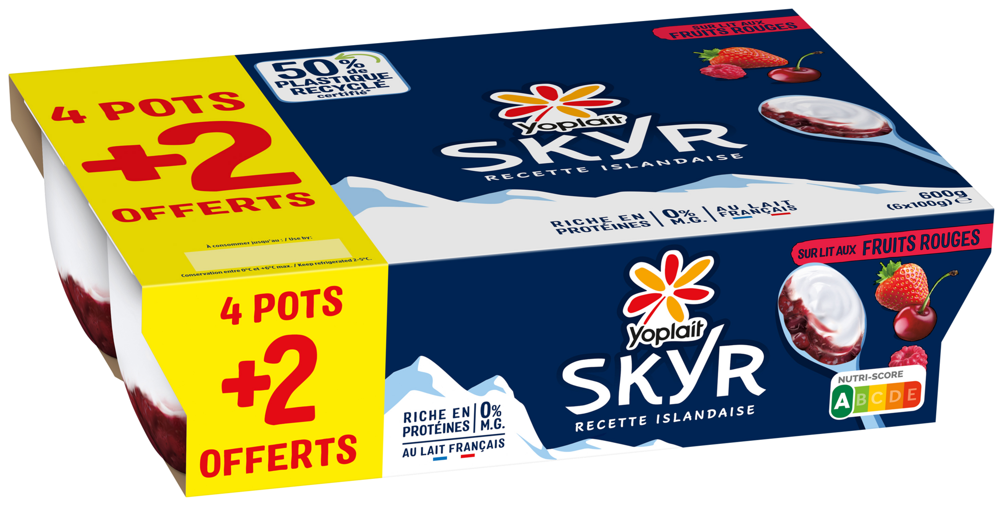 YOPLAIT Skyr sur lit aux Fruits rouges code EAN 3329770085190 