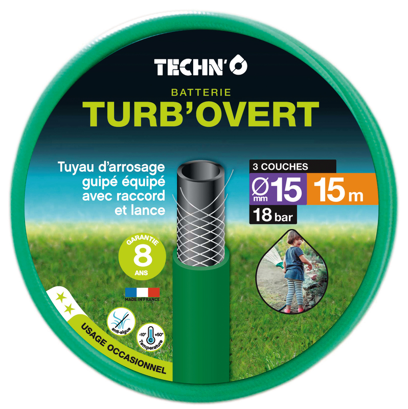 BATTERIE TUYAU GUIPE DIAM 15 MM - 15 M AVEC NEZ...