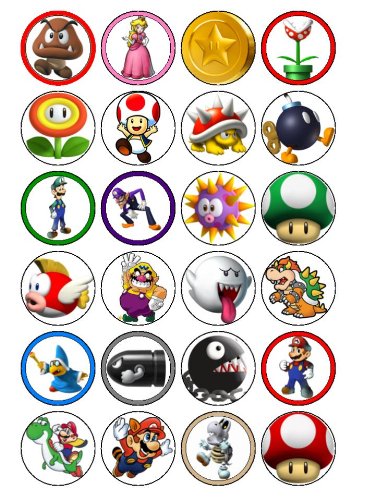 Mario Bros de 24 décorations de cupcakes