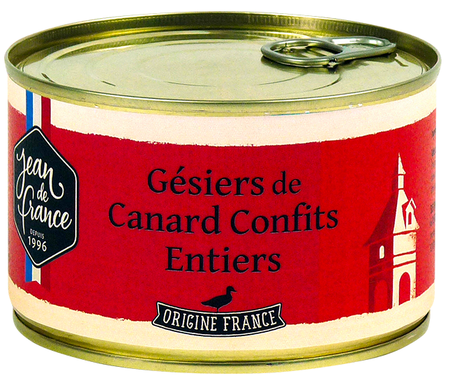 “JEAN DE FRANCE” GÉSIERS DE CANARD CONFITS ENTIERS code EAN 3338600007707 
