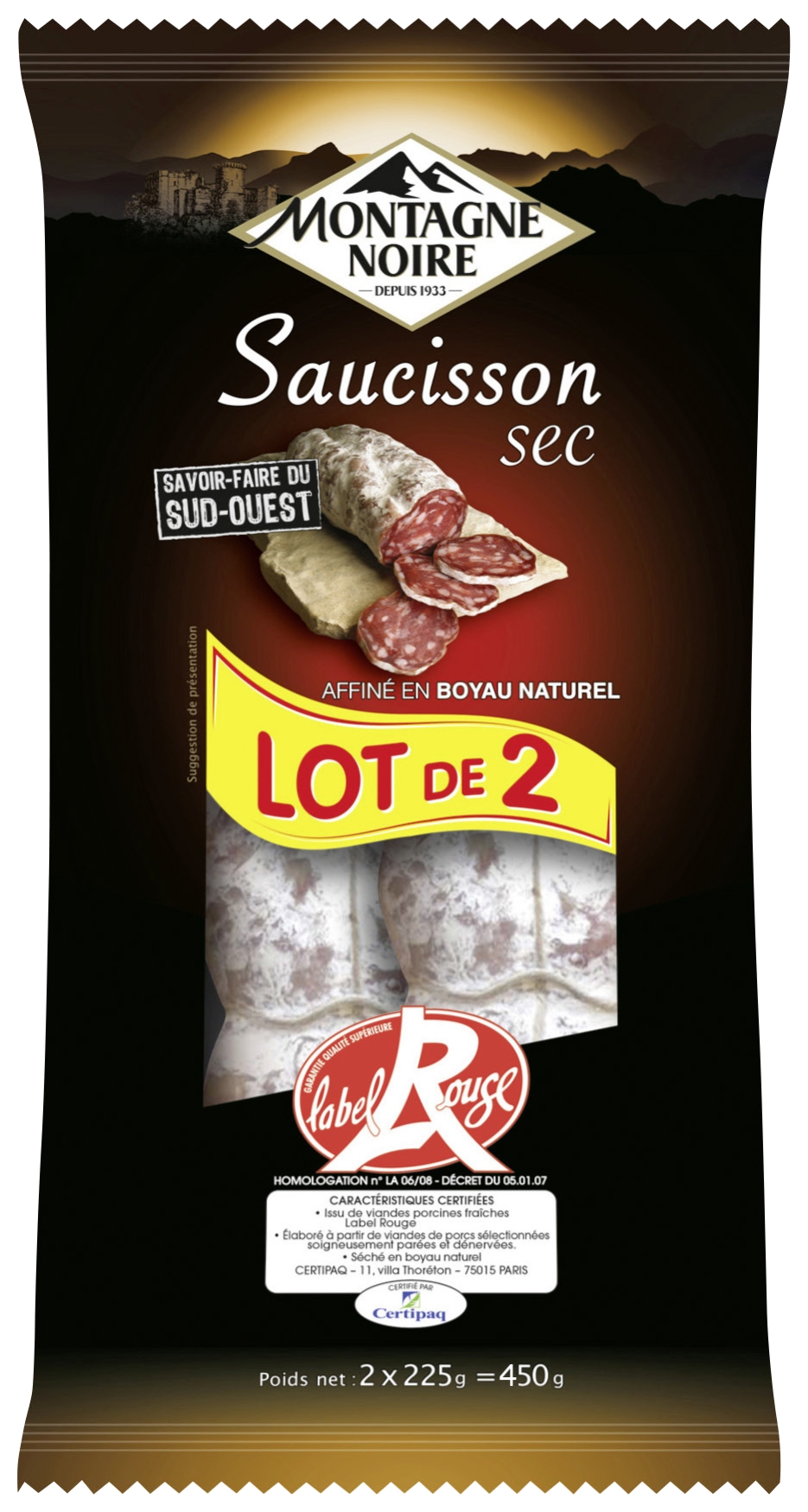 Saucisson sec Label Rouge Montagne Noire 3339720411436 Montagne Noire