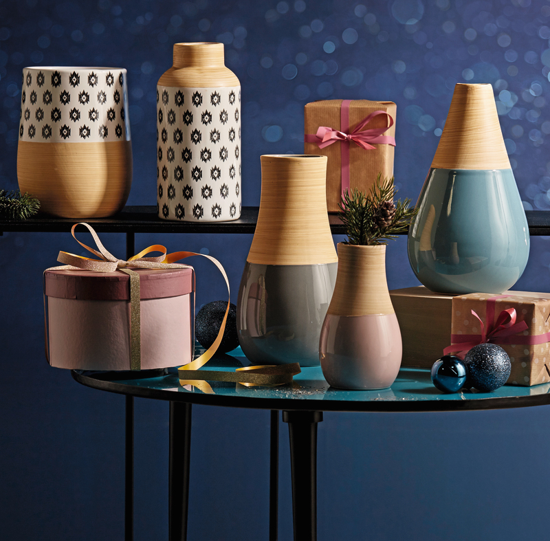  VASE HAUT ETHNIQUE  "EFFET BOIS"  code EAN 3347541948079 