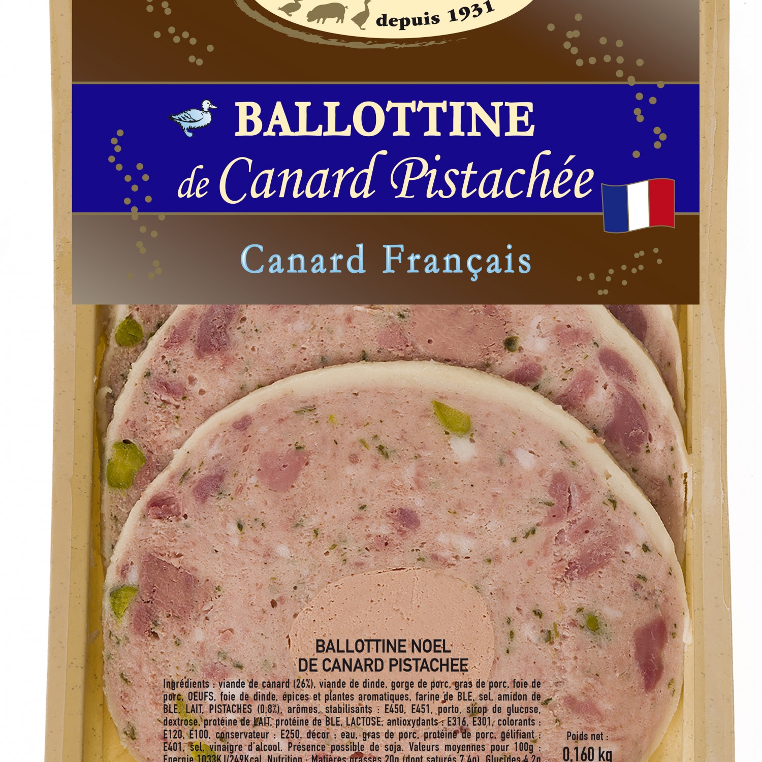 Ballottine de noël canard pistachée PRUNIER