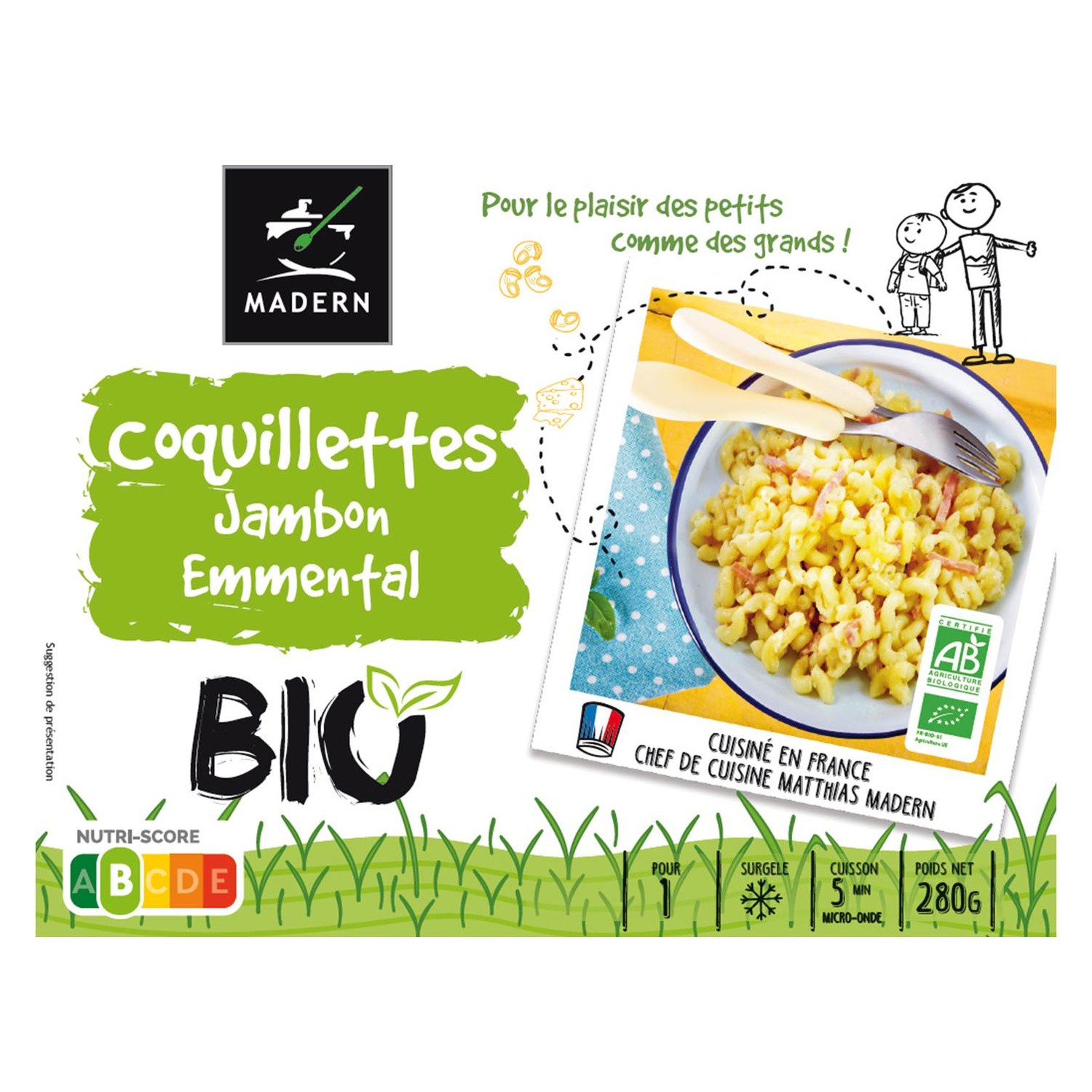 Coquillette jambon emmental Bio MADERN