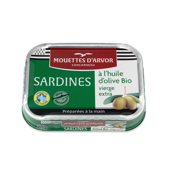  Sardines À L'huile D'olive Bio Les Mouettes D'arvor code EAN 3365624057043 