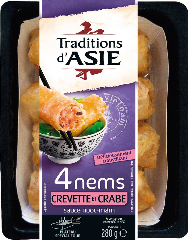 4 NEMS CREVETTE ET CRABE tradition d'asie
