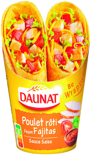  WRAP LE CHICKEN CHEDDAR, CRUDITÉS “DAUNAT” code EAN 3367651008333 