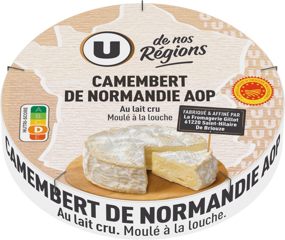  CAMEMBERT DE NORMANDIE AOP AU LAIT CRU U DE NOS REGIONS code EAN 3368954301114 