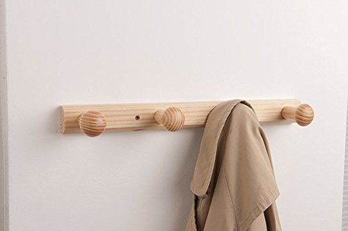 Patère à fixer en bois naturel verni, 4 crochets