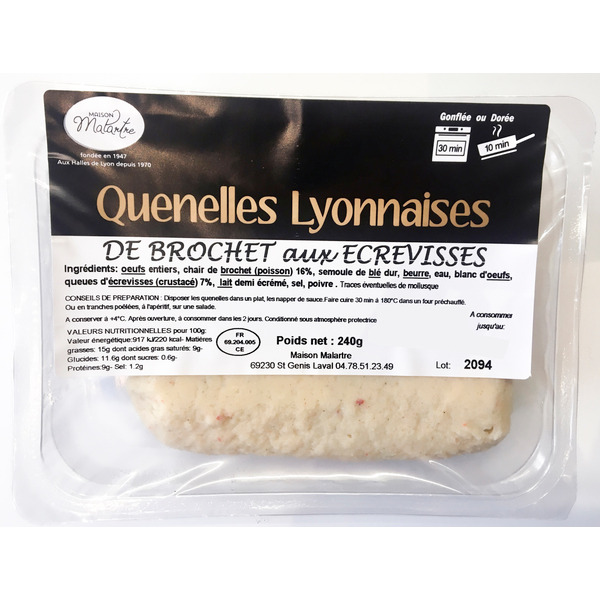 MAISON MALARTRE QUENELLES LYONNAISES DE BROCHET AUX ÉCREVISSES
 code EAN 3372461001108 