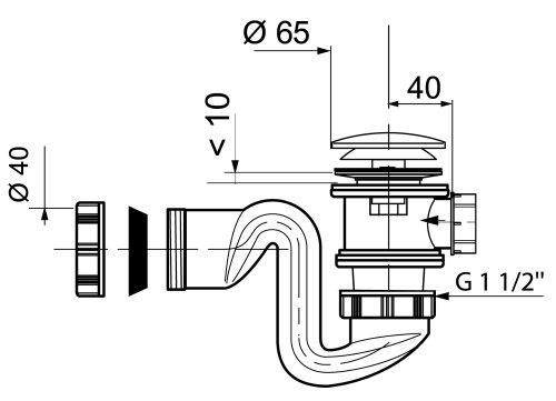 Siphon de baignoire automatique chromé « STANDA...