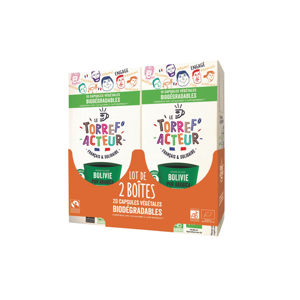 LE TORREF'ACTEUR Capsules de café biodégradables Bio code EAN 3376221122461 