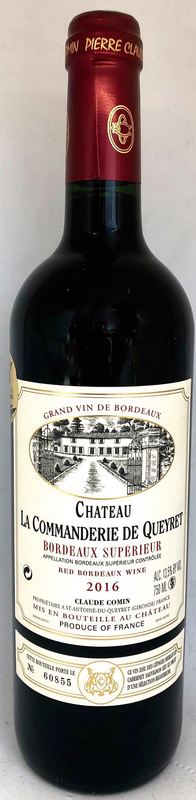 Château la Commanderie de Queyret AOP BORDEAUX SUPÉRIEUR ROUGE 2016 Château la Commanderie de Queyret 3377835322100 (3377835322100)