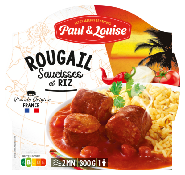 PAUL ET LOUISE ROUGAIL SAUCISSES ET RIZ 
PAUL ET LOUISE code EAN 3379670017401 