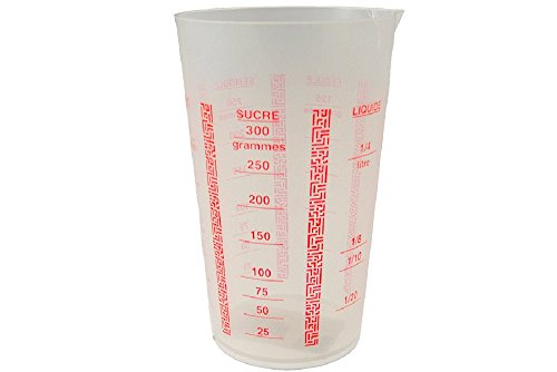 VERRE DOSEUR 1/4 LITRE EN PLASTIQUE