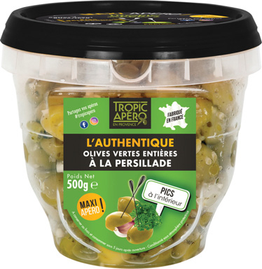  OLIVES VERTES ENTIÈRES À LA PERSILLADE ""TROPIC APÉRO"" code EAN 3382510001379 