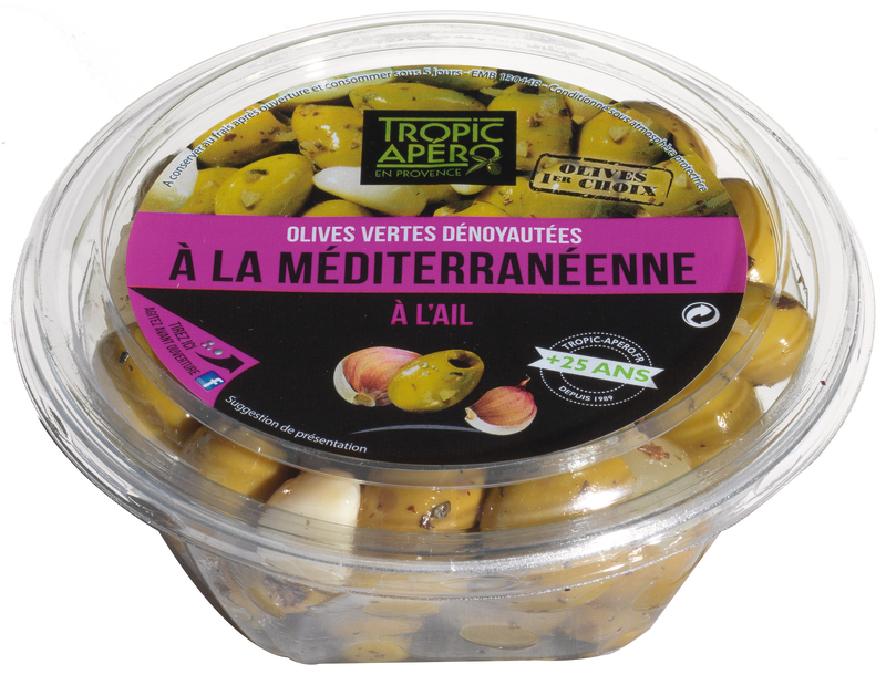 tropic apéro OLIVES VERTES DÉNOYAUTÉES À LA MÉDITERRANÉENNE tropic apéro code EAN 3382510032014 