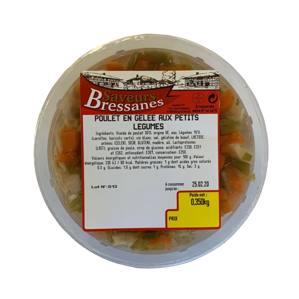 POULET CUIT EN GELÉE AUX PETITS LÉGUMES 
