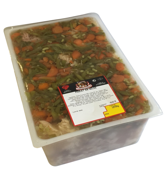 POULET EN GELÉE AUX PETITS LÉGUMES 
