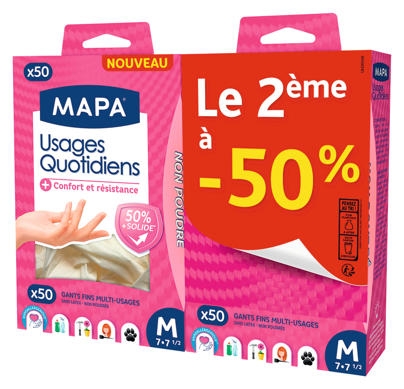GANTS USAGES QUOTIDIENS X50 2E À -50% TAILLE M ...