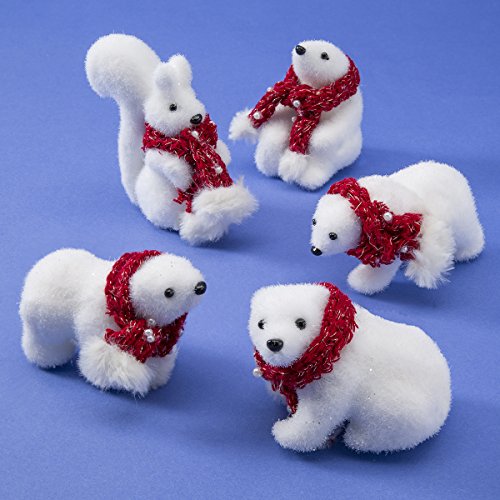 Lot de 4 ours et 1 ecureuil figurine déco Noël ...