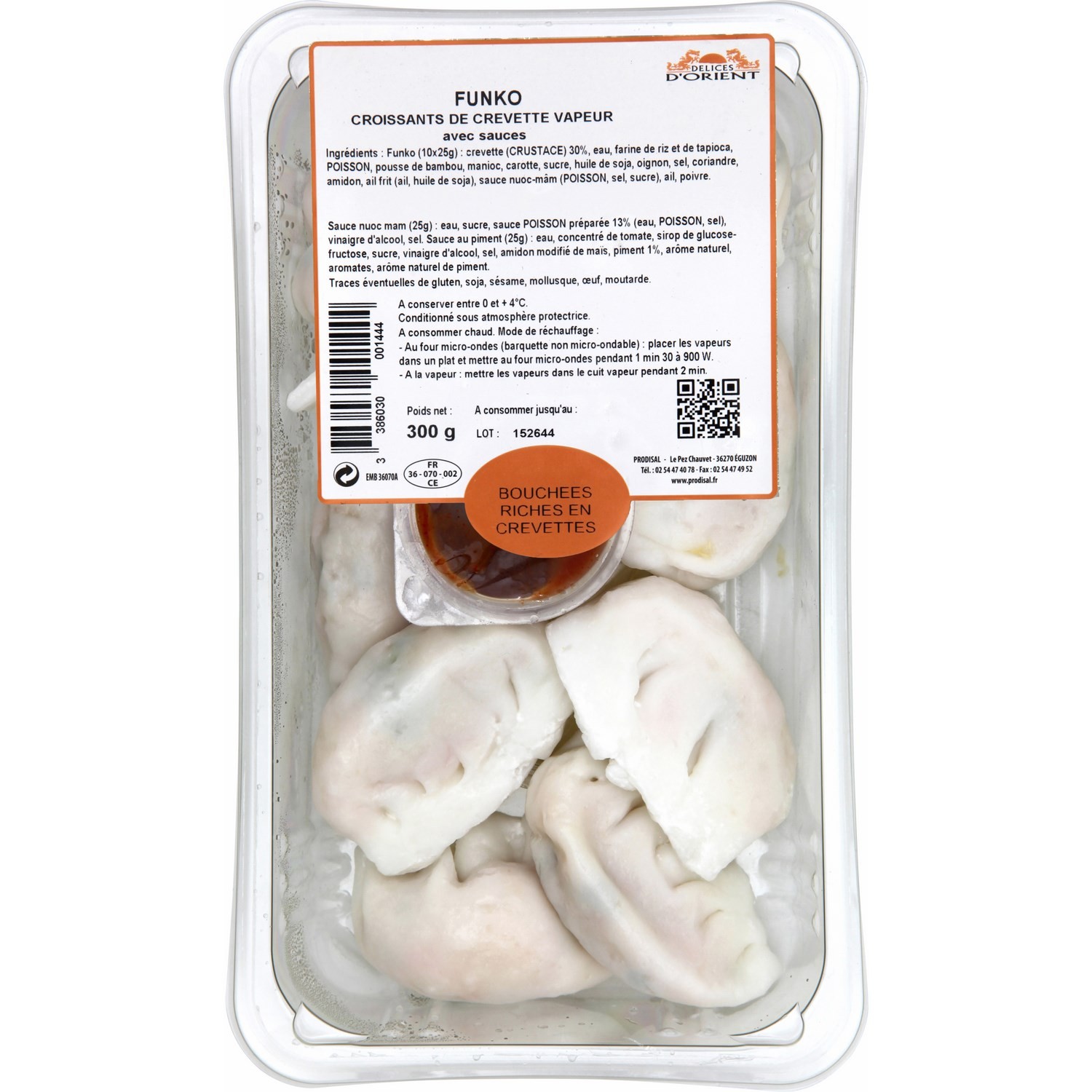 DELICE D'ORIENT Funko croissant de crevette a/sauces DELICES D'ORIENT code EAN 3386030001444 