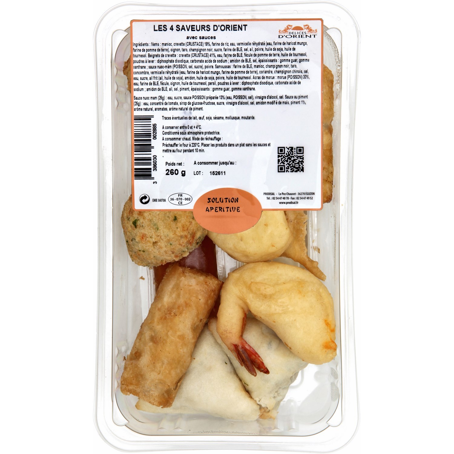 DELICE D'ORIENT 4 saveurs d'Orient avec sauces DELICES D'ORIENT code EAN 3386030002885 